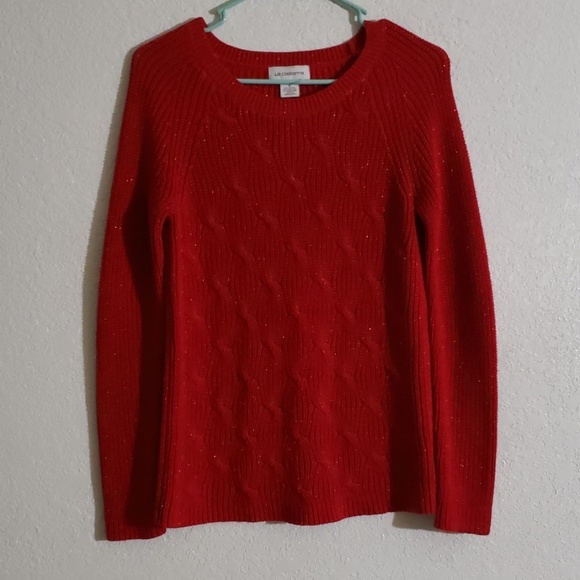 Liz Claiborne Red Glitter Sweater Small - Picture 1 of 4